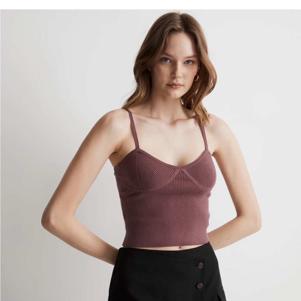 Corset-Detail Crop Sweater Tank